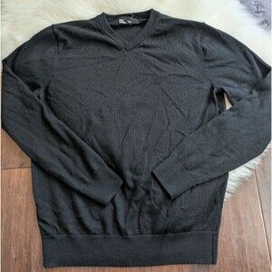 The Commons Black 100% Merino Wool Long Sleeve Top Sweater V Neck M Medium